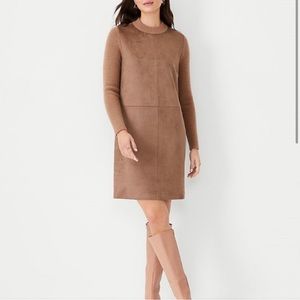 Ann Taylor Faux Suede Mixed Media Sweater Dress